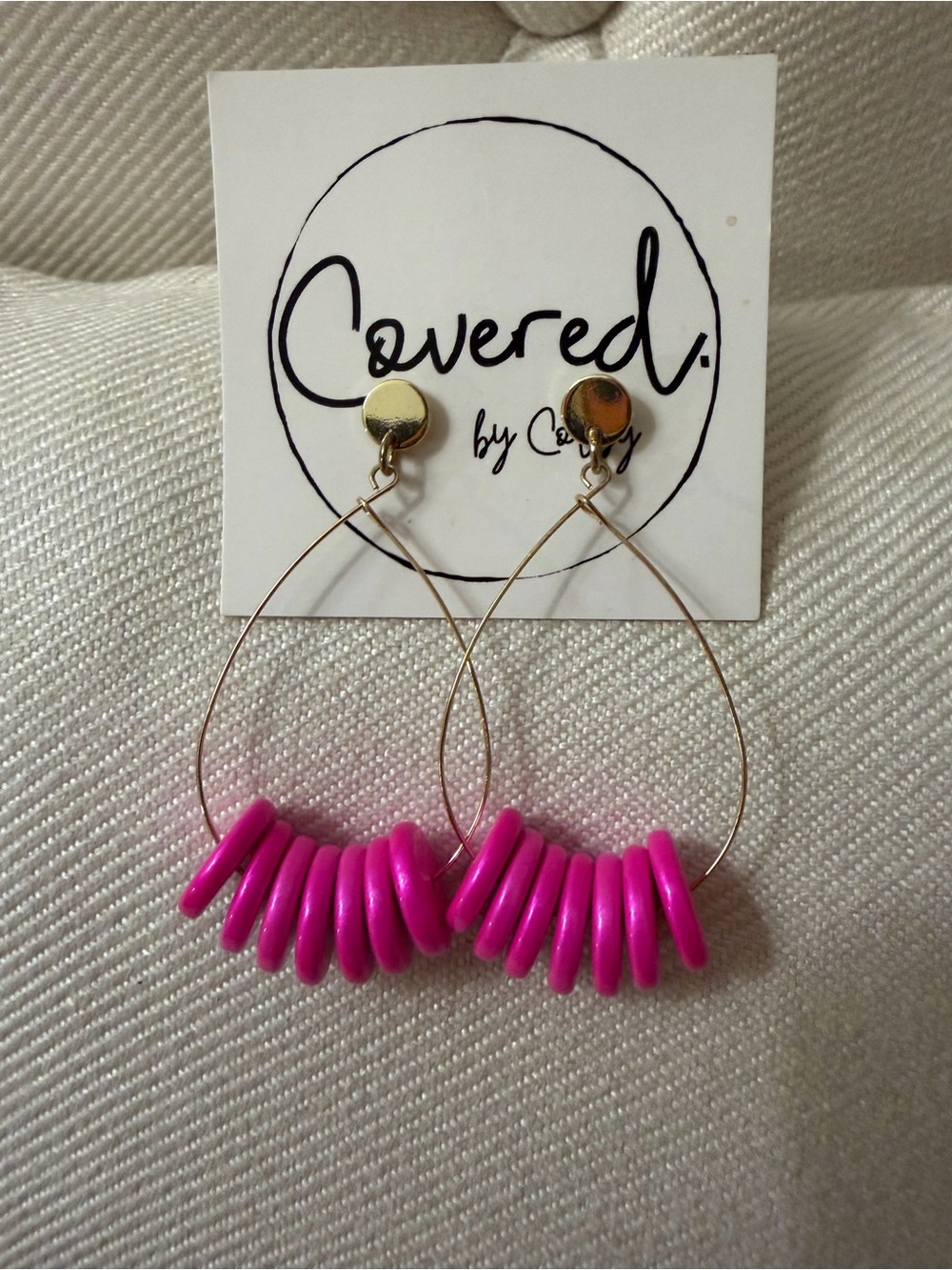Pink Hoop Drop Earrings